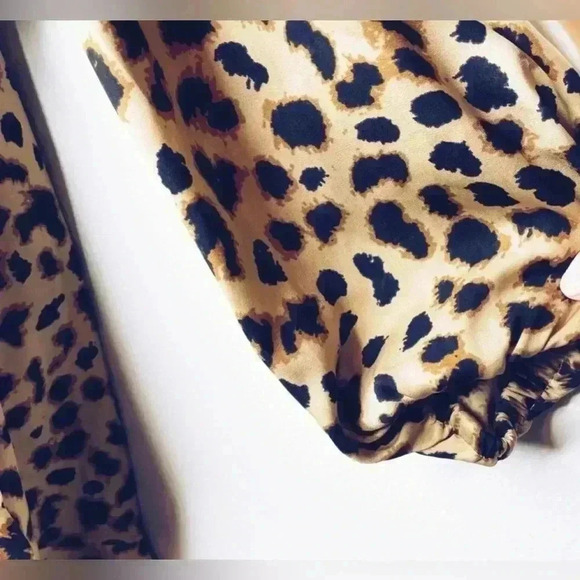 Express Leopard Print Square Neck Ruffle Wrap Dress - Picture 4 of 11